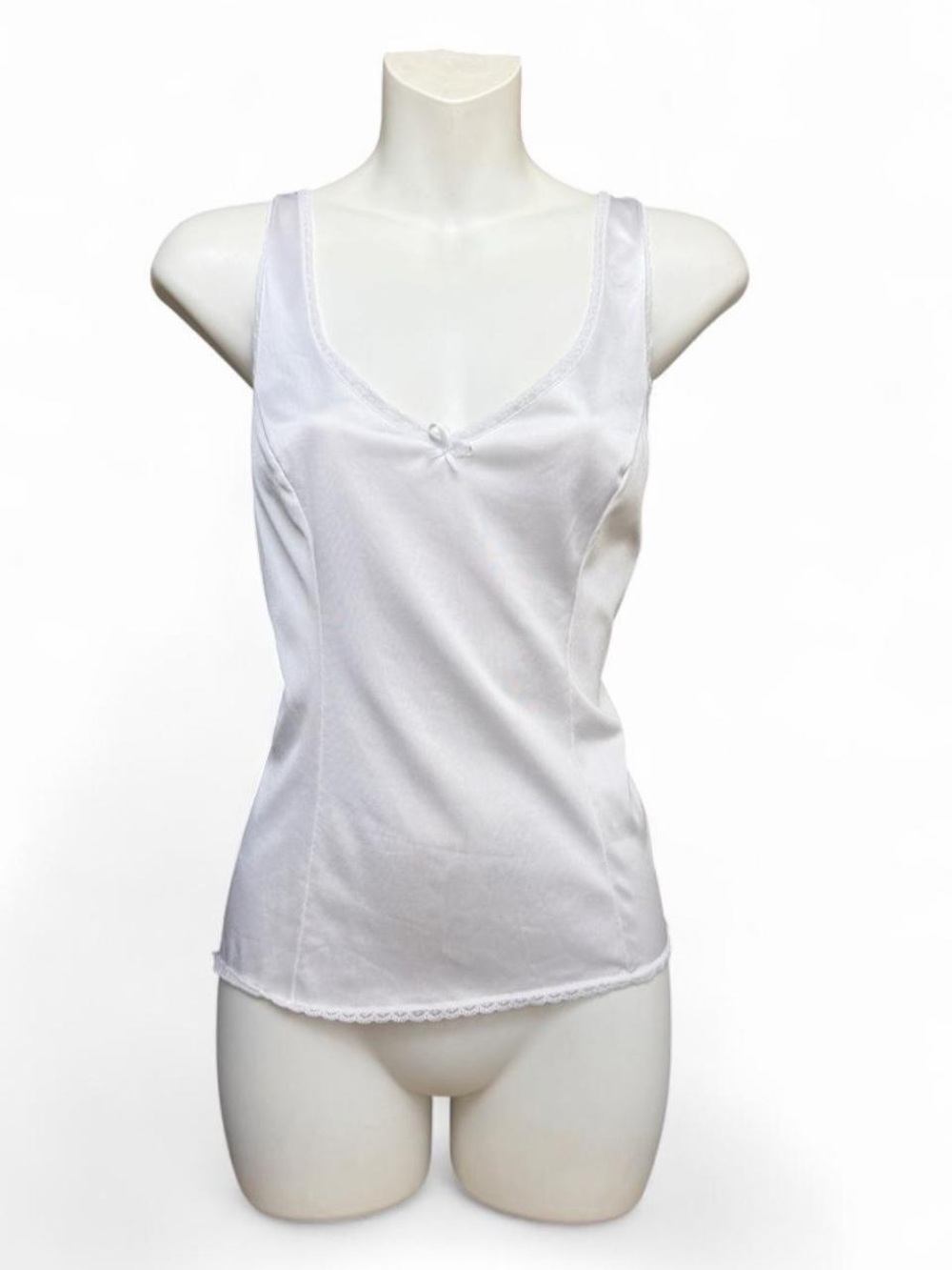 Vassarette White V-Neck Slip Camisole Tank